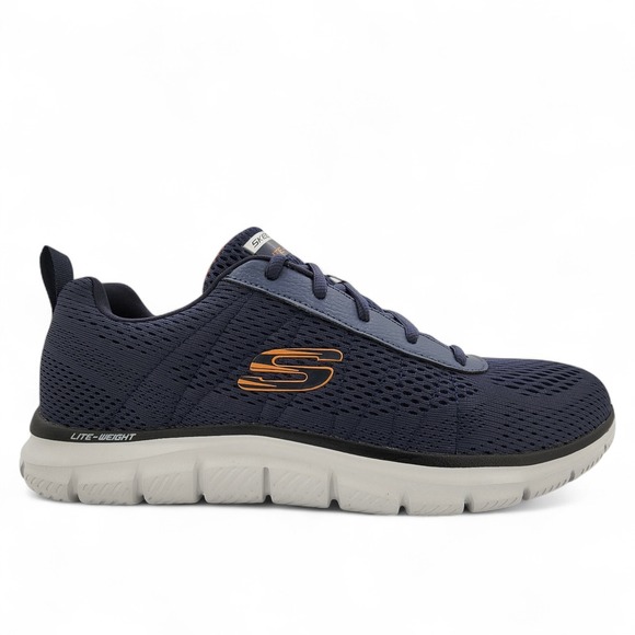 Skechers Track Moulton Shoes Men 11.5 Navy Blue Memory Foam Washable Sneaker NEW - Picture 1 of 12